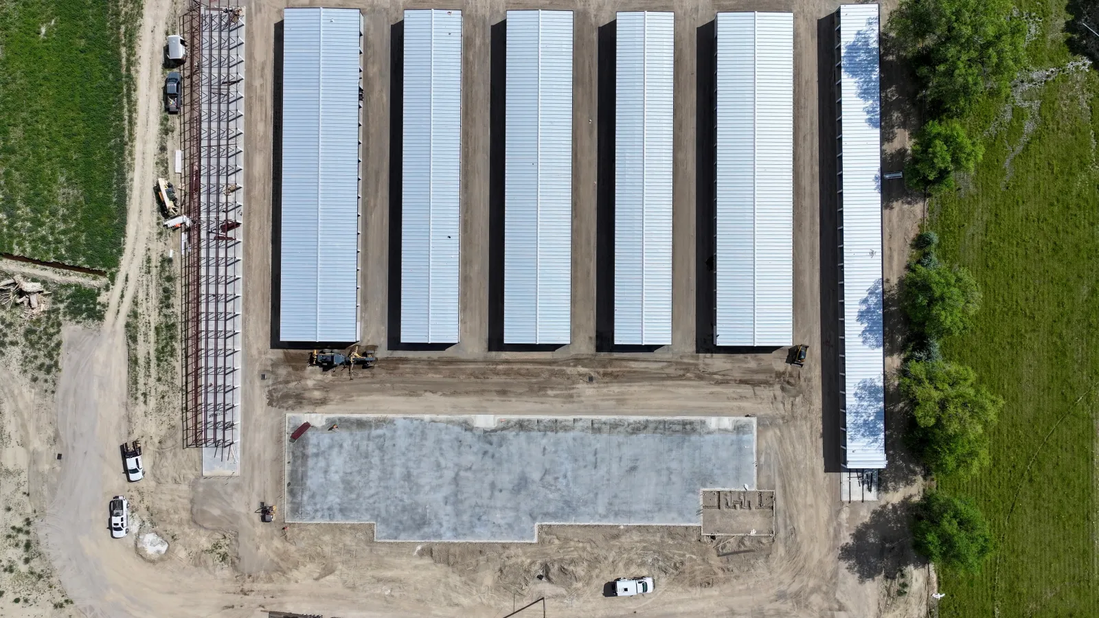Overhead view of the My Storage Fruita drive-up self-storage building rows, Fruita Colorado