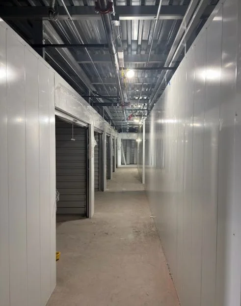 Interior corridor nearing completion inside Timp Hwy Self Storage, Lehi Utah