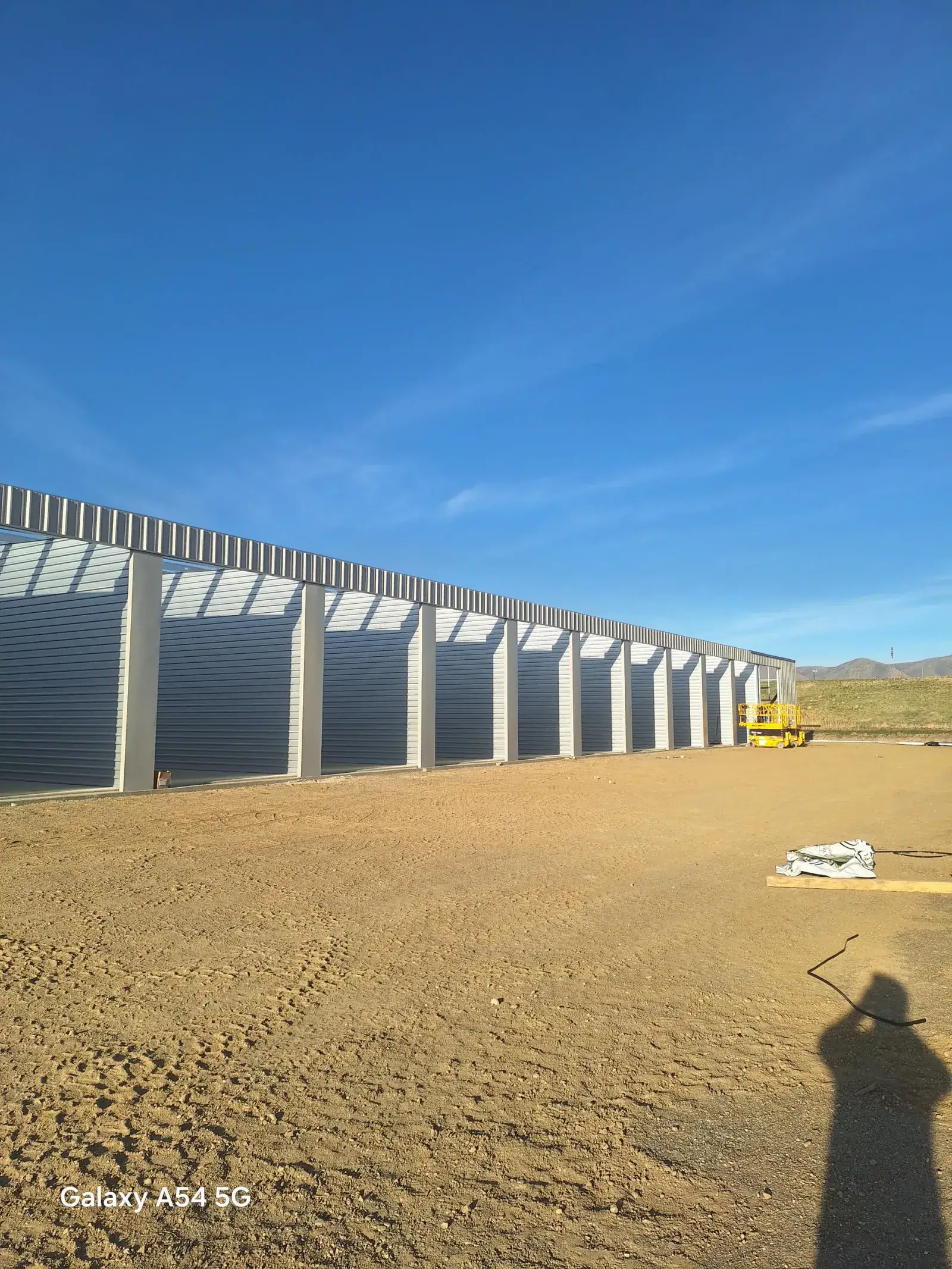 Tremonton Storage completed drive-up units with mountain backdrop